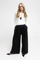 Elegantne Hlače Silky Črno/Modra