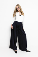 Elegantne Hlače Silky Črno/Modra